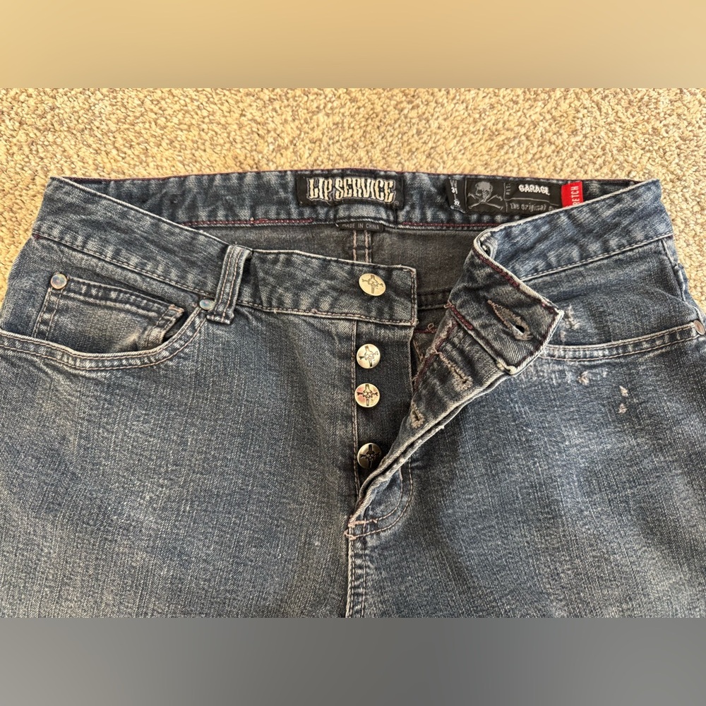 Lip Service Jeans Mens 31x32 Blue Denim GARAGE Stretch Original Cut Button Fly